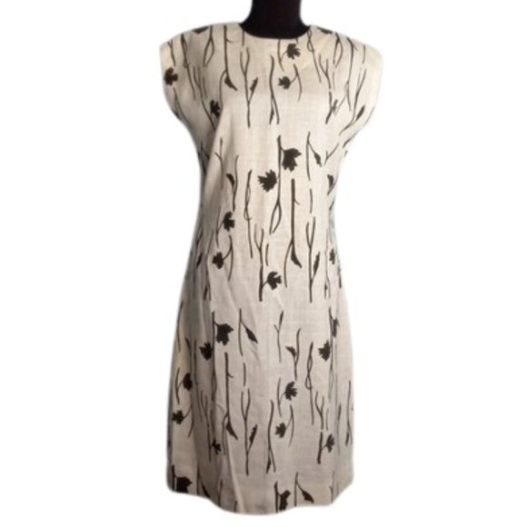 The Vested Gentress 8 Dress Brown White Floral Vintage 70's 80's - Picture 1 of 8